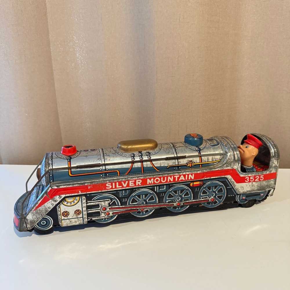 Vintage Silver Mountain 3525 Tin Litho Steam‎ Locomotive Train Japan Toy